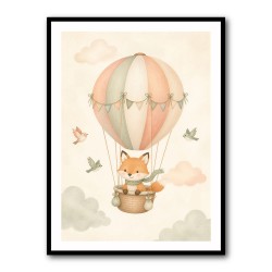 Fox Hot Air Balloon Nursery Wall Art 