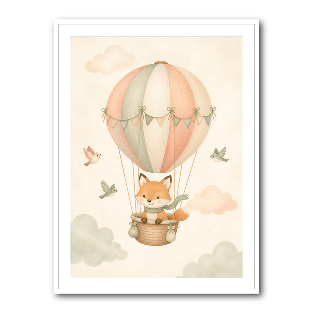 Fox Hot Air Balloon Nursery Wall Art 