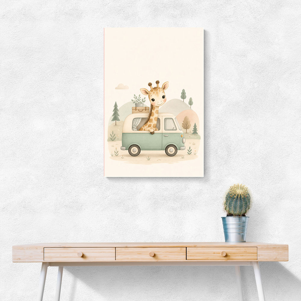 Giraffe Camper Van Nursery Wall Art 