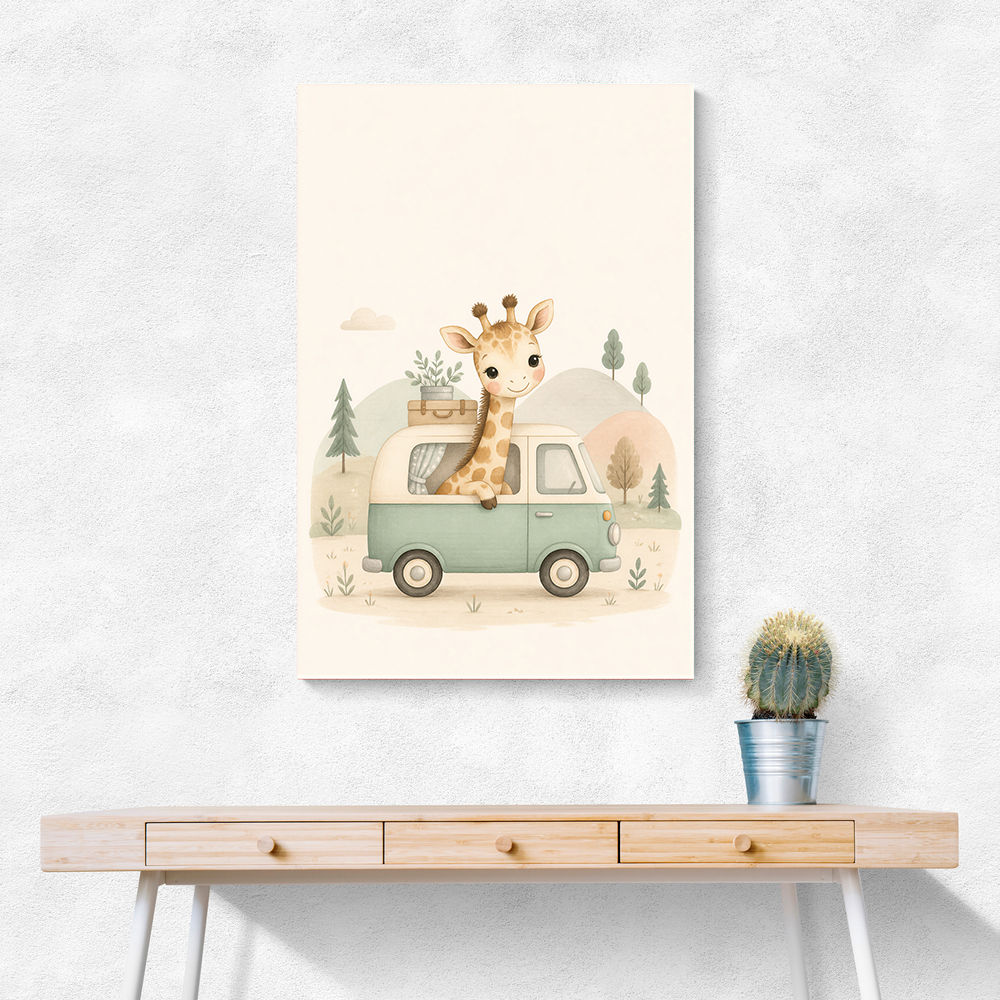 Giraffe Camper Van Nursery Wall Art 