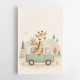 Giraffe Camper Van Nursery Wall Art 