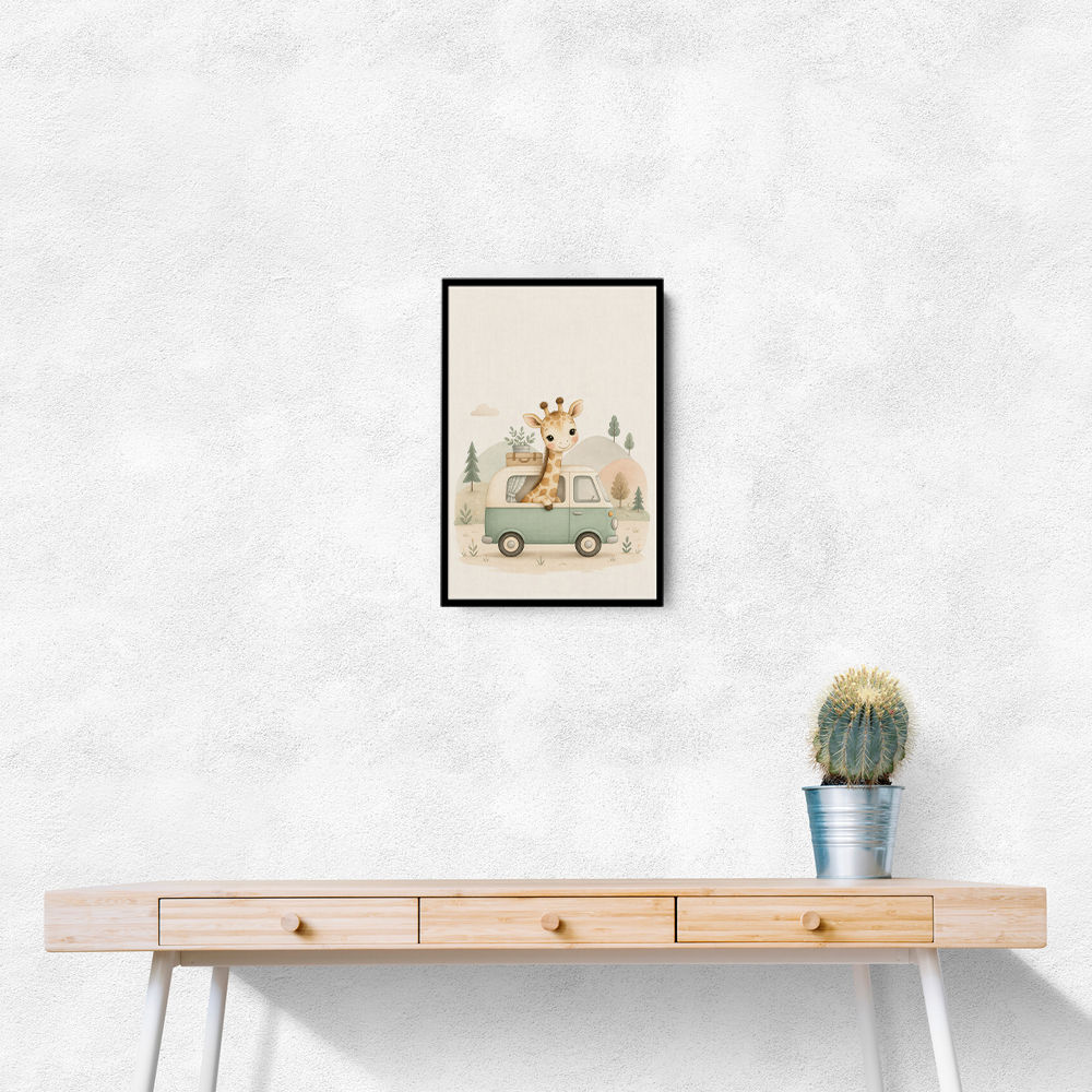 Giraffe Camper Van Nursery Wall Art 