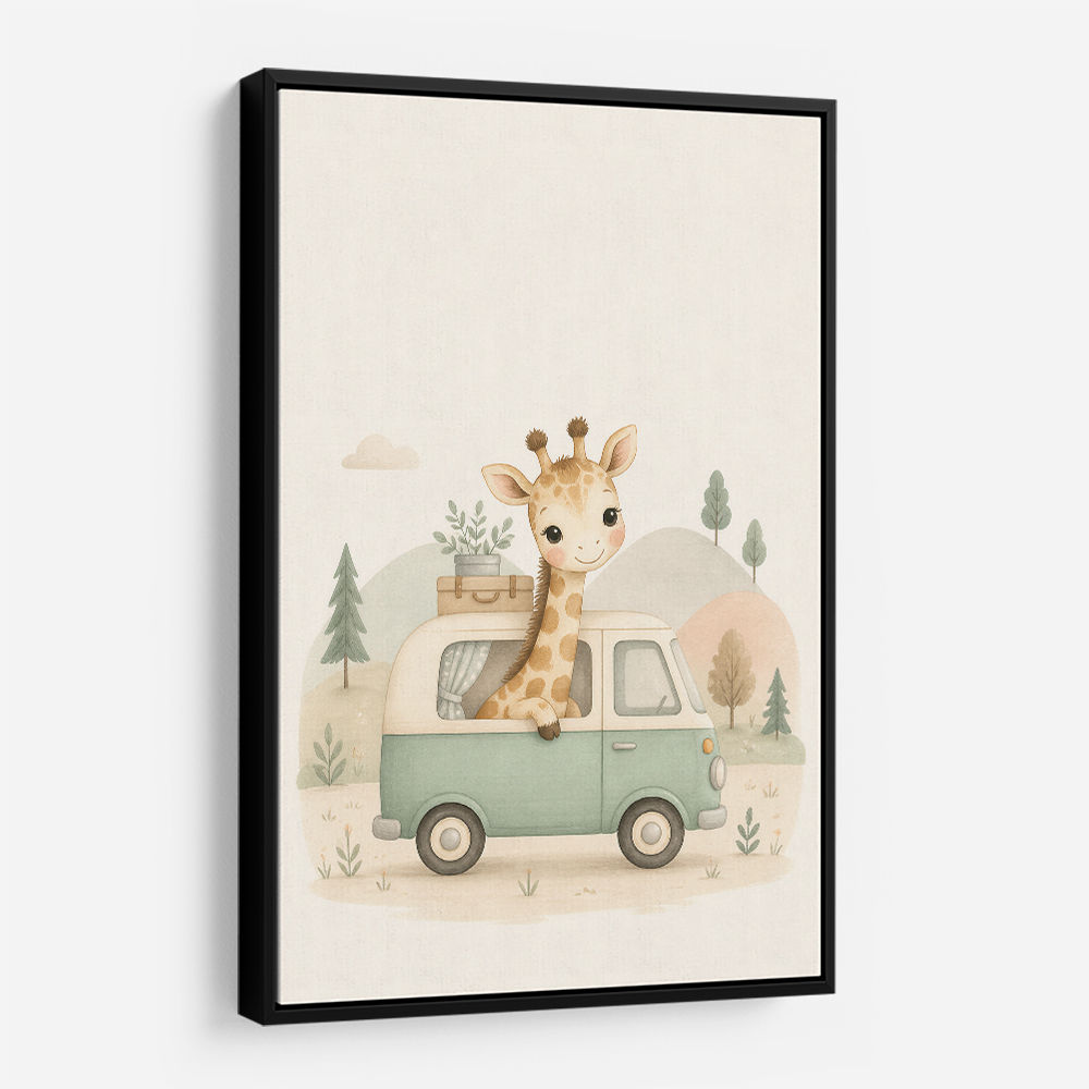 Giraffe Camper Van Nursery Wall Art 