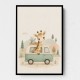 Giraffe Camper Van Nursery Wall Art 