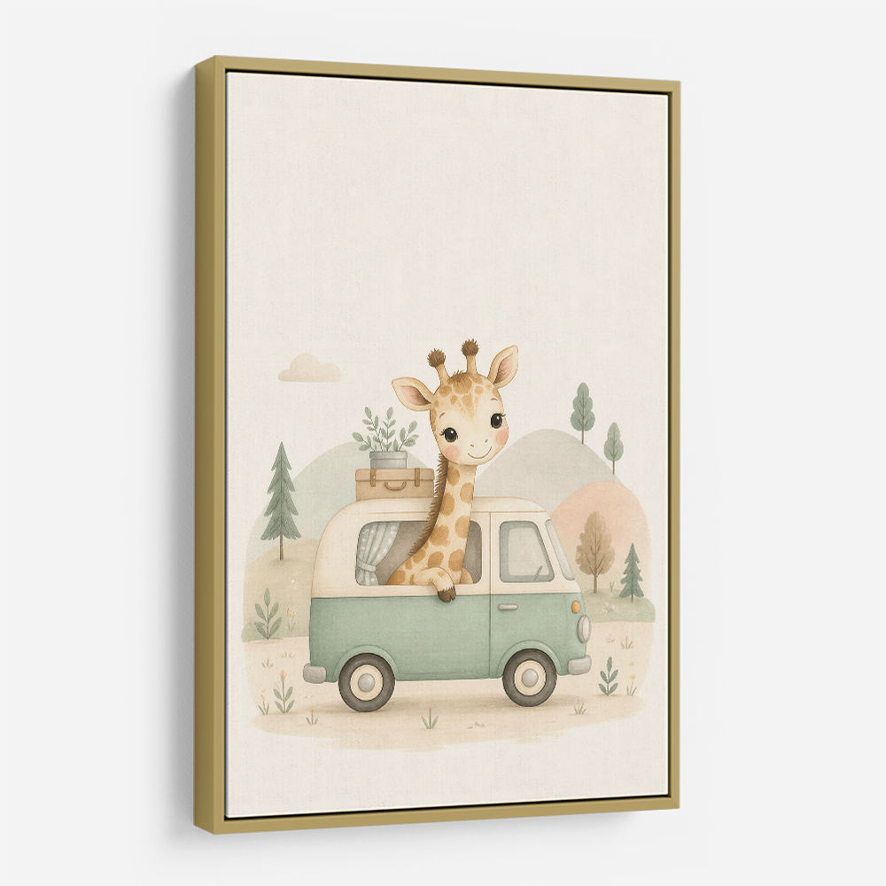 Giraffe Camper Van Nursery Wall Art 