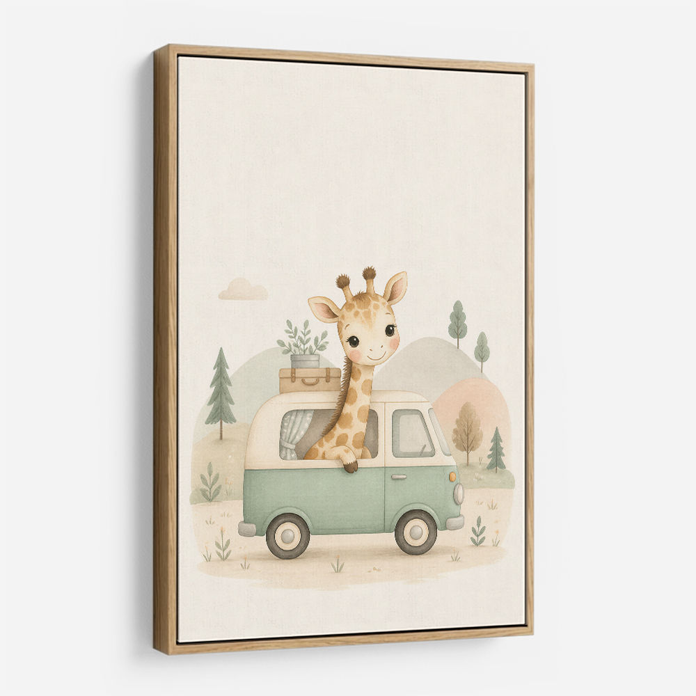 Giraffe Camper Van Nursery Wall Art 