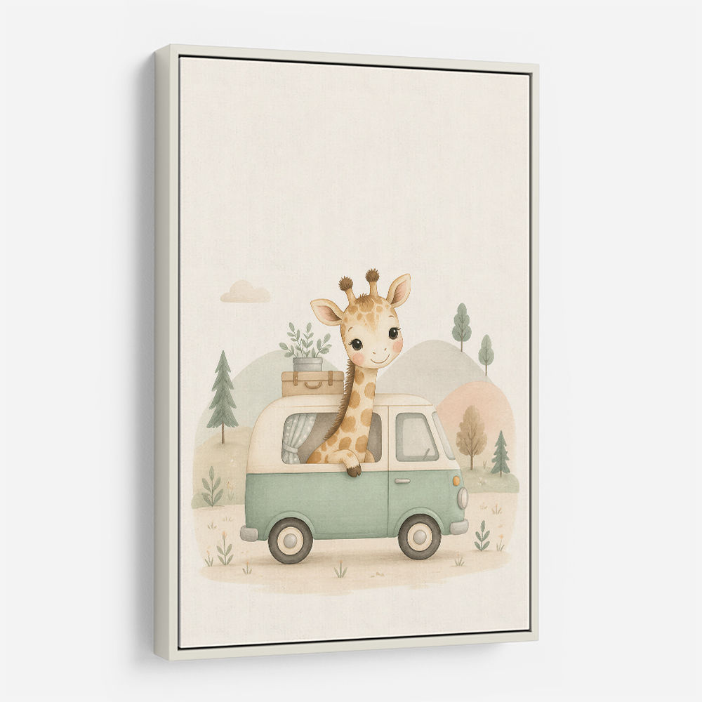 Giraffe Camper Van Nursery Wall Art 