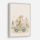 Giraffe Camper Van Nursery Wall Art 