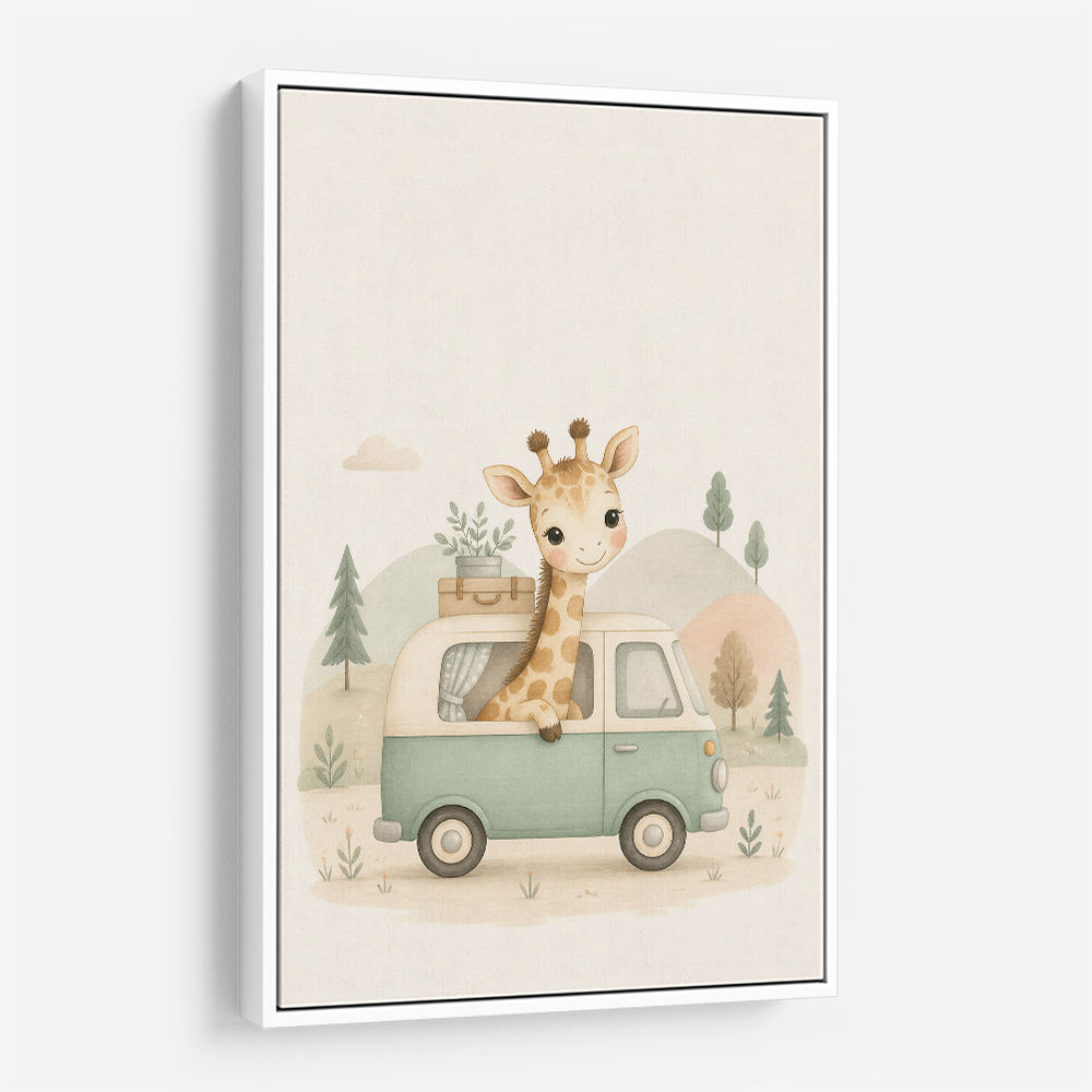 Giraffe Camper Van Nursery Wall Art 