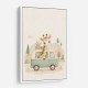 Giraffe Camper Van Nursery Wall Art 