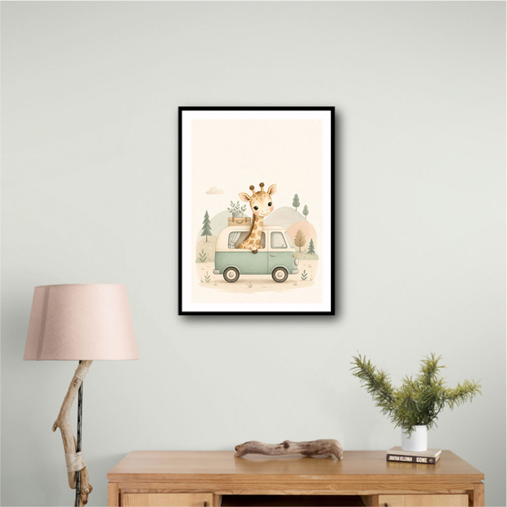 Giraffe Camper Van Nursery Wall Art 