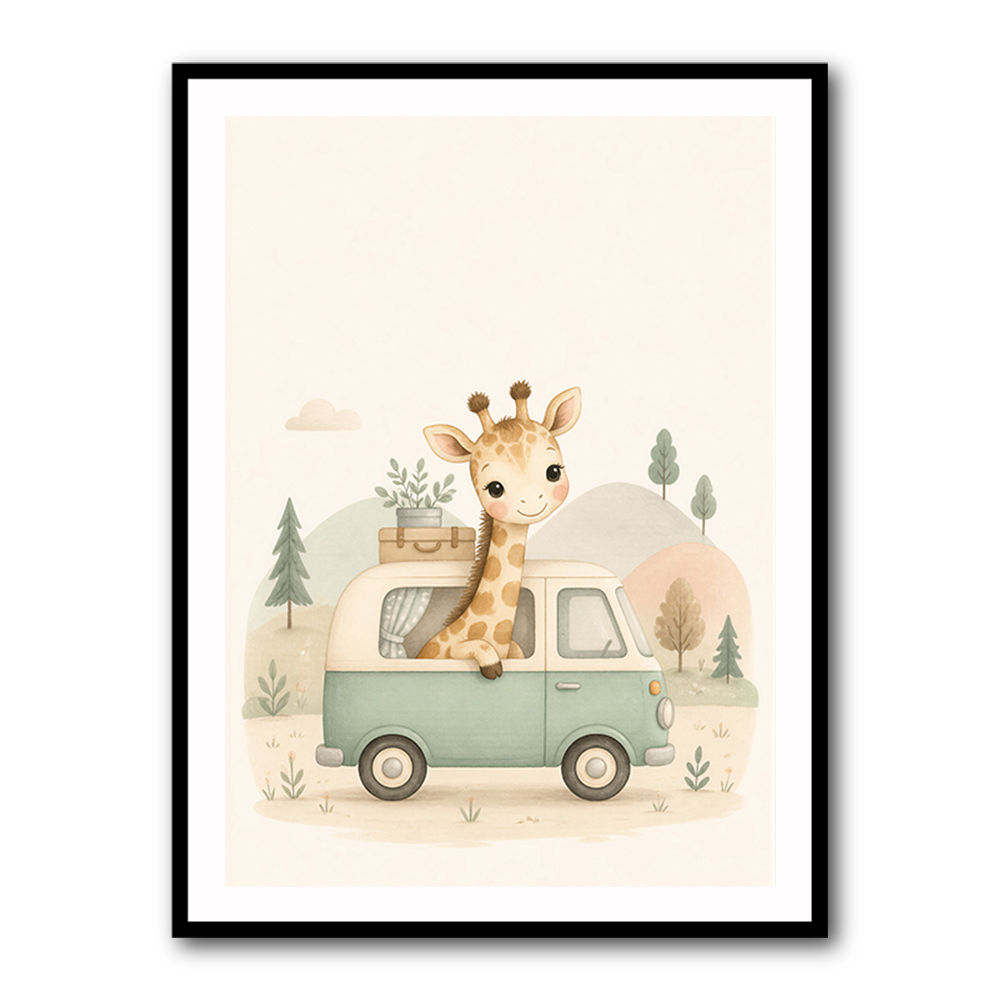 Giraffe Camper Van Nursery Wall Art 