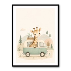 Giraffe Camper Van Nursery Wall Art 
