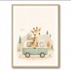 Giraffe Camper Van Nursery Wall Art 