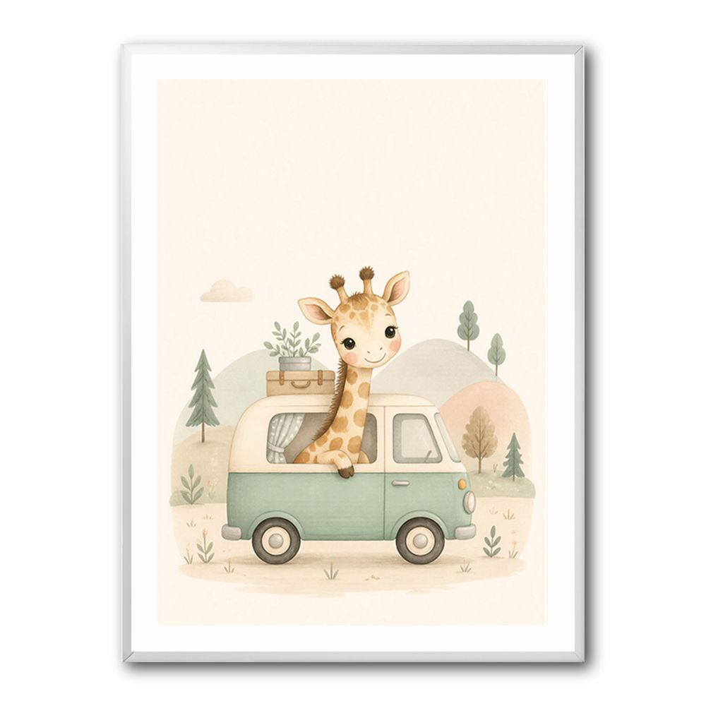 Giraffe Camper Van Nursery Wall Art 