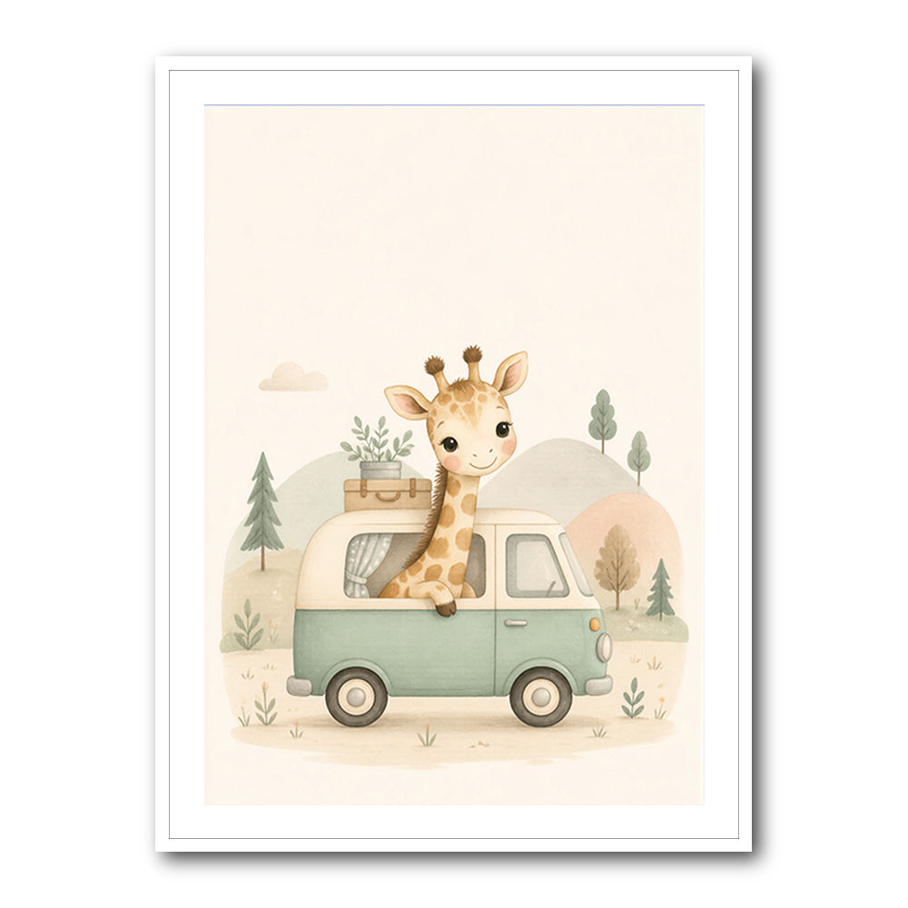 Giraffe Camper Van Nursery Wall Art 