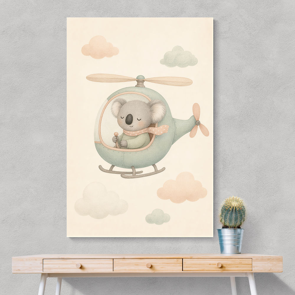 Koala Helicopter Nursery Wall Art 