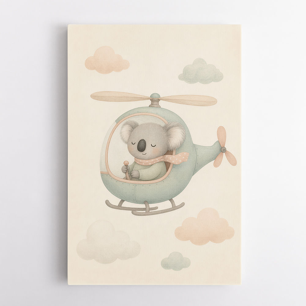 Koala Helicopter Nursery Wall Art 