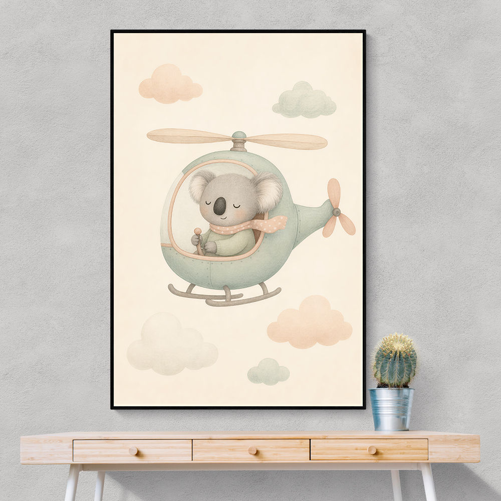 Koala Helicopter Nursery Wall Art 