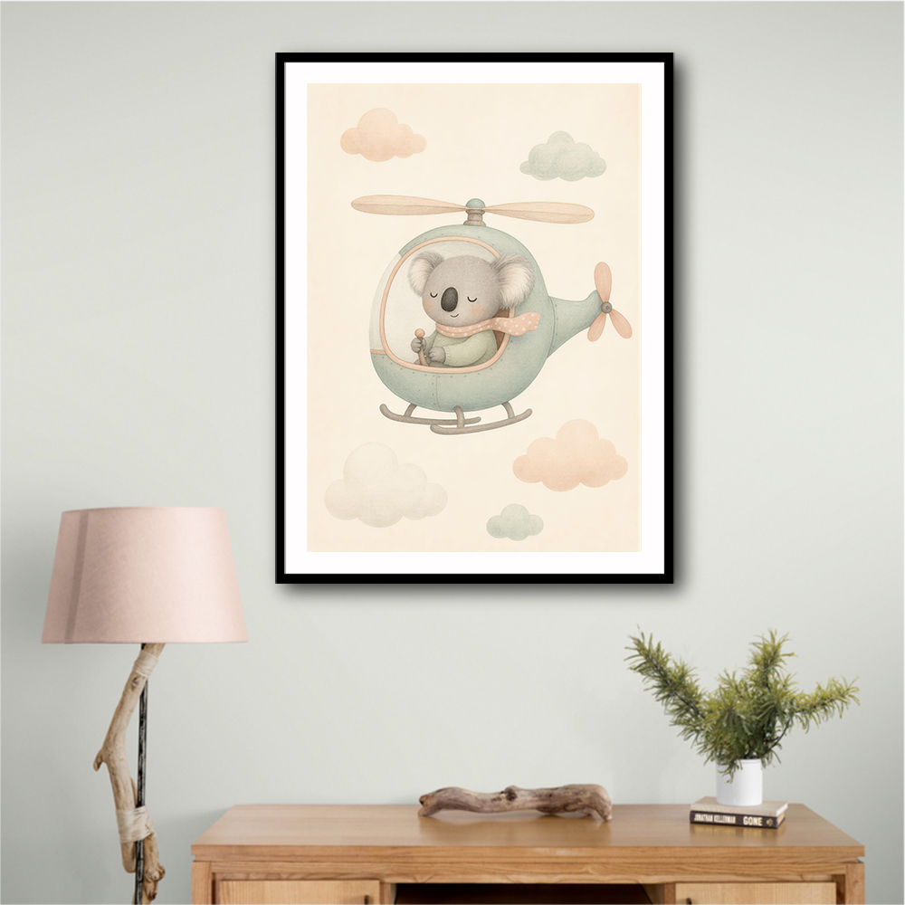 Koala Helicopter Nursery Wall Art 