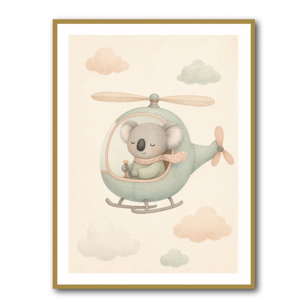 Koala Helicopter Nursery Wall Art 