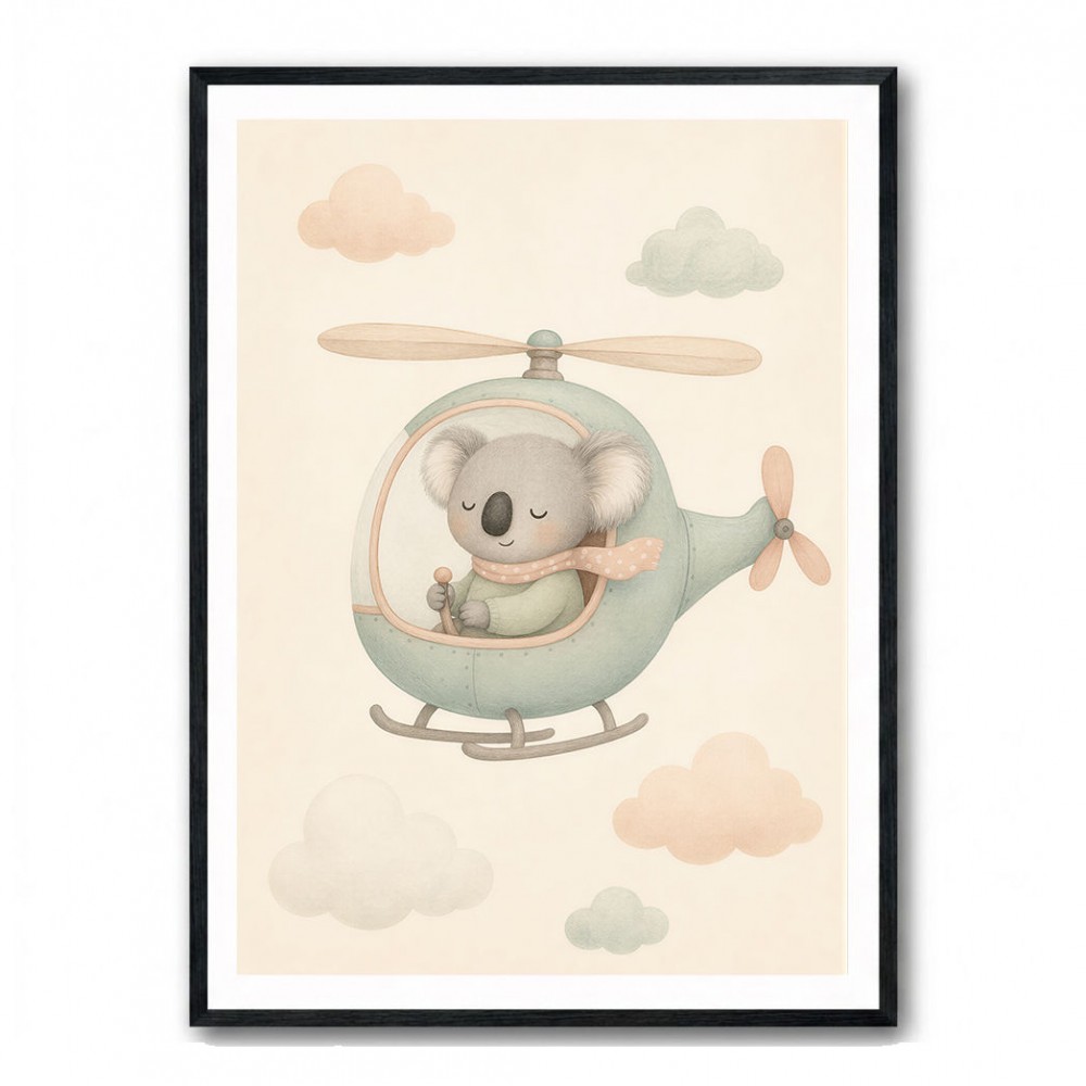 Koala Helicopter Nursery Wall Art 