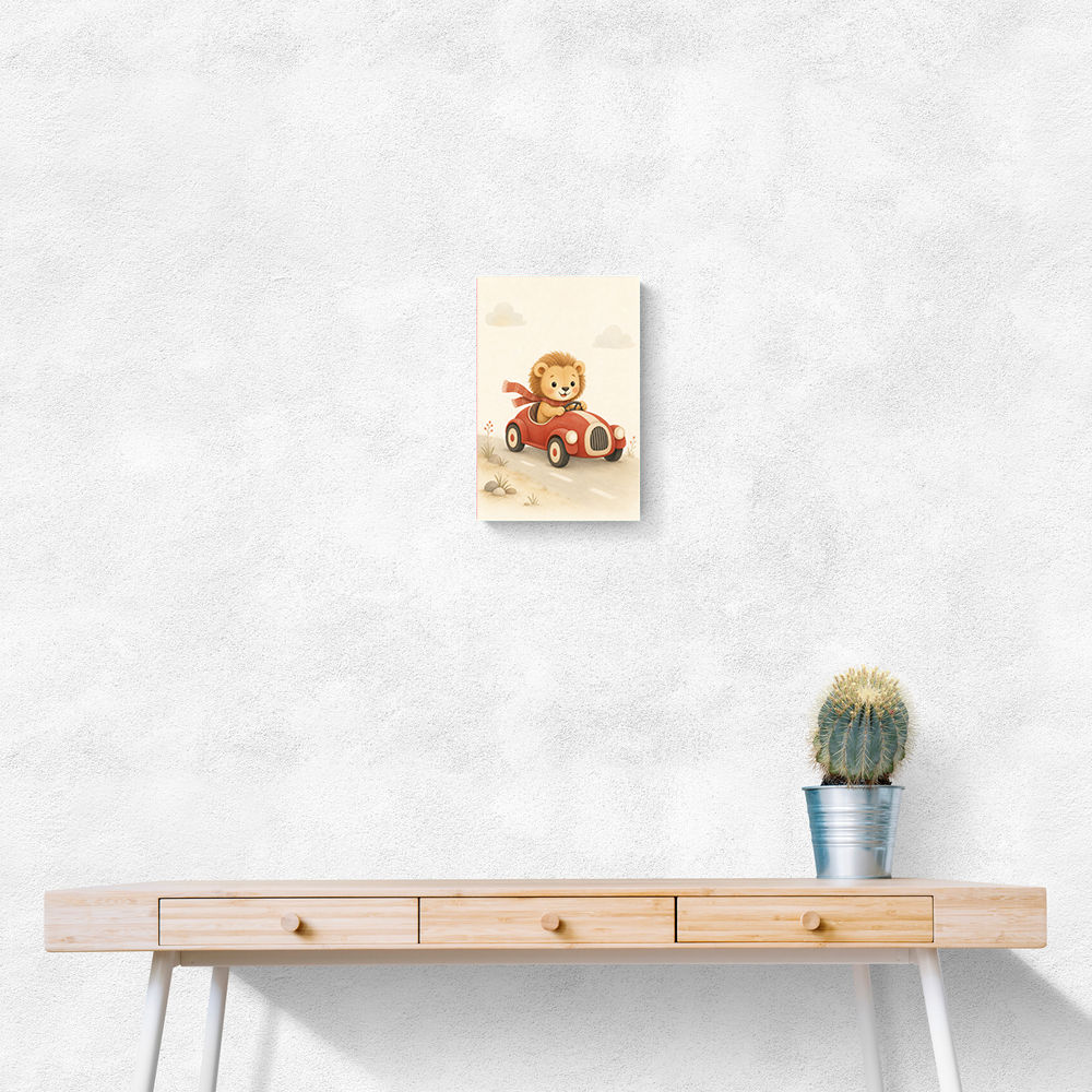 Little Race Car Lion Nursery Wall Art 