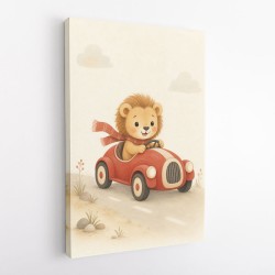 Little Race Car Lion Nursery Wall Art 