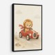 Little Race Car Lion Nursery Wall Art 