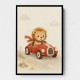 Little Race Car Lion Nursery Wall Art 