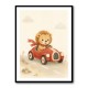 Little Race Car Lion Nursery Wall Art 