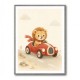 Little Race Car Lion Nursery Wall Art 