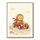 Little Race Car Lion Nursery Wall Art 