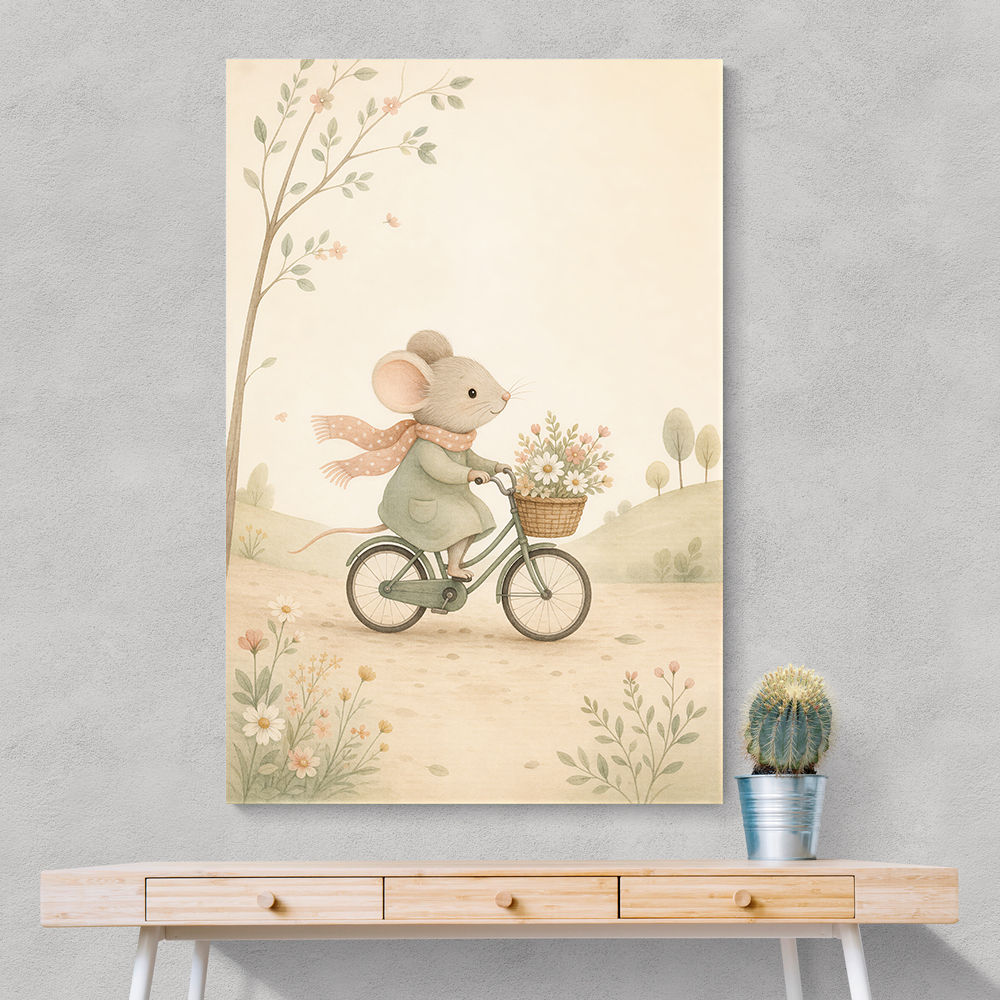 Mouse Bicycle Ride Nursery Wall Art