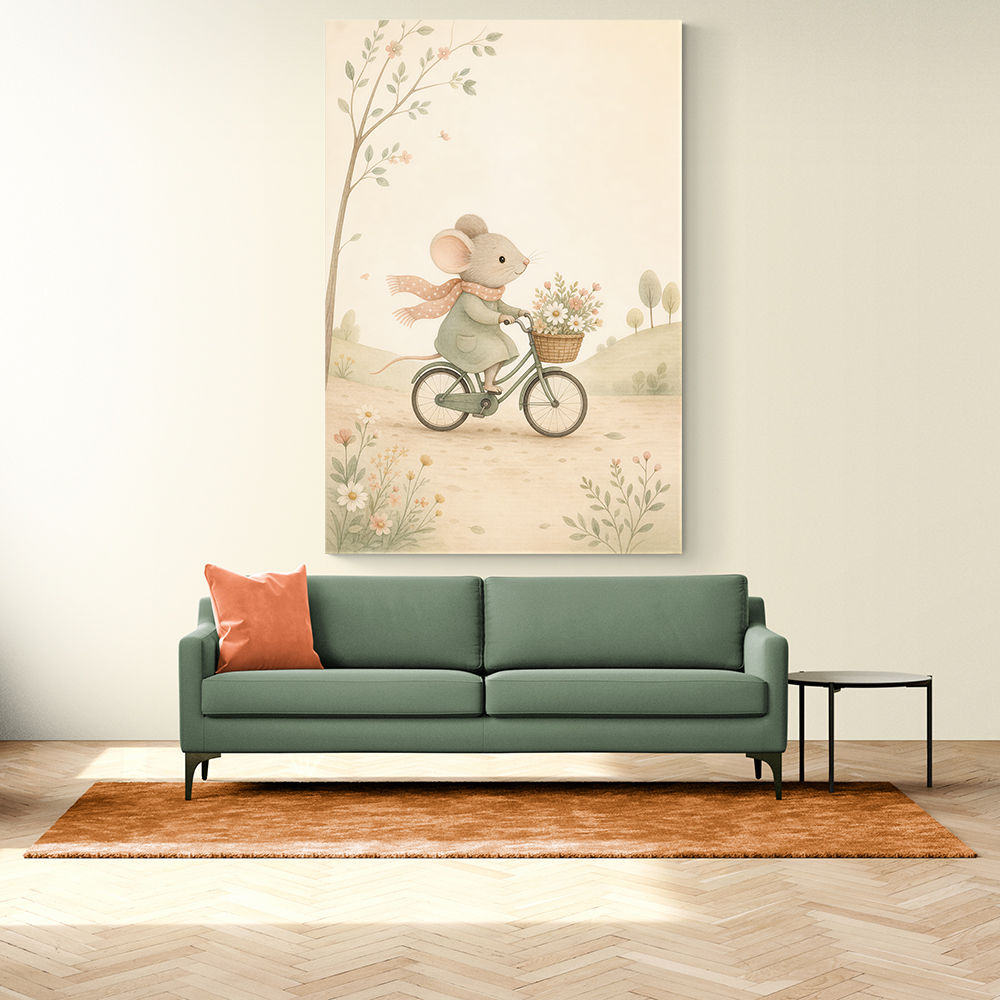 Mouse Bicycle Ride Nursery Wall Art