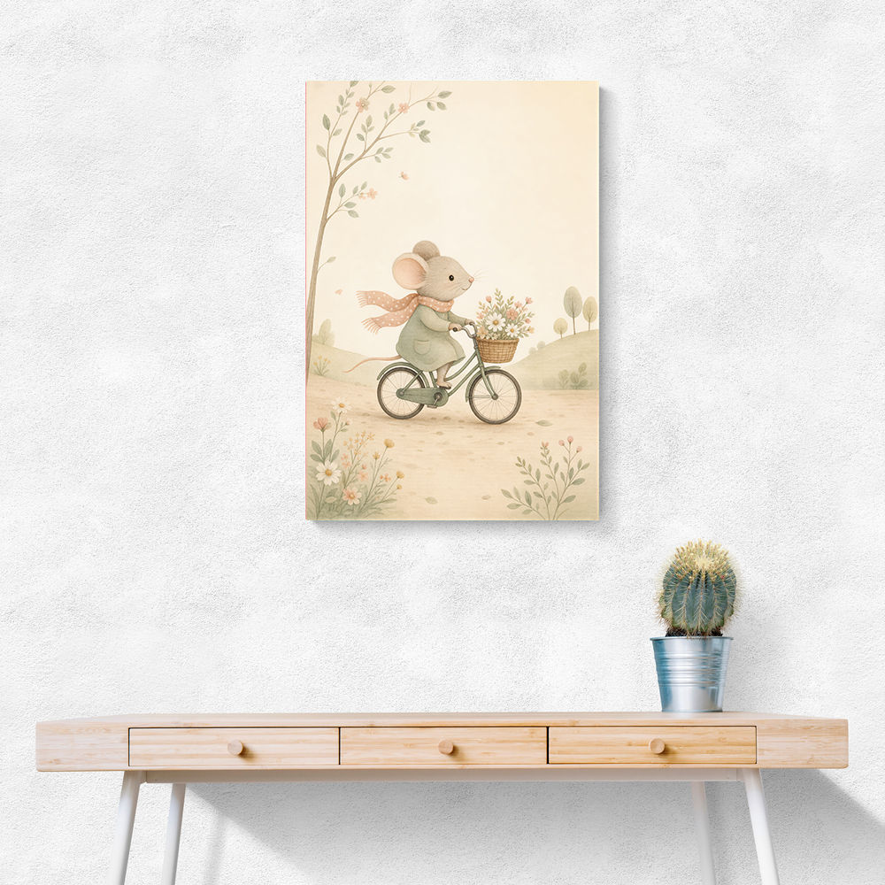 Mouse Bicycle Ride Nursery Wall Art