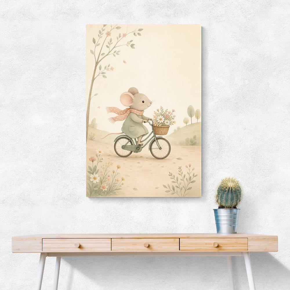Mouse Bicycle Ride Nursery Wall Art