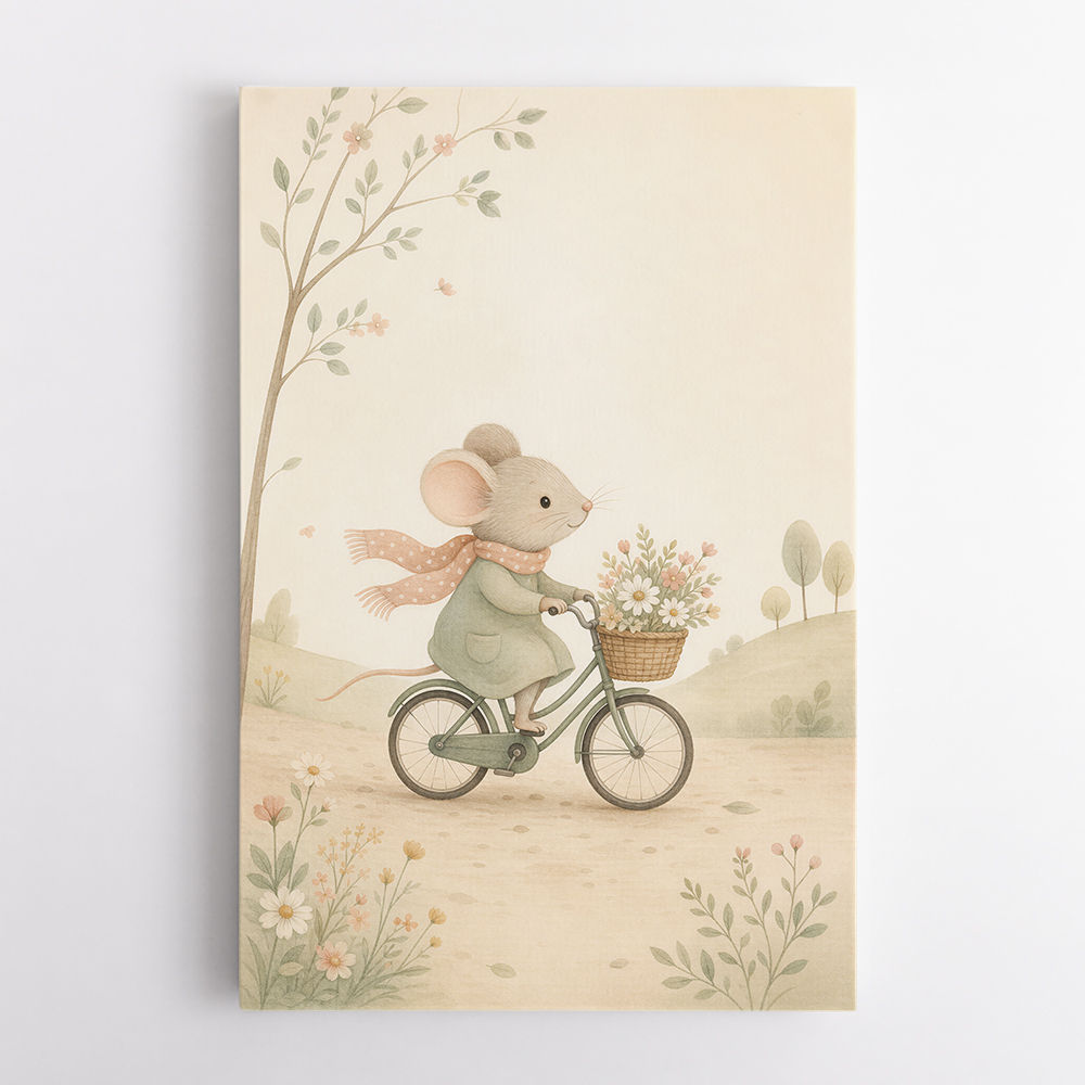 Mouse Bicycle Ride Nursery Wall Art