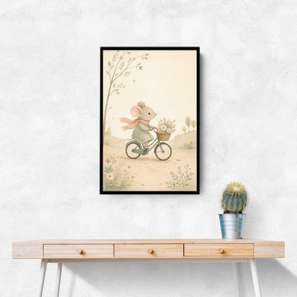 Mouse Bicycle Ride Nursery Wall Art
