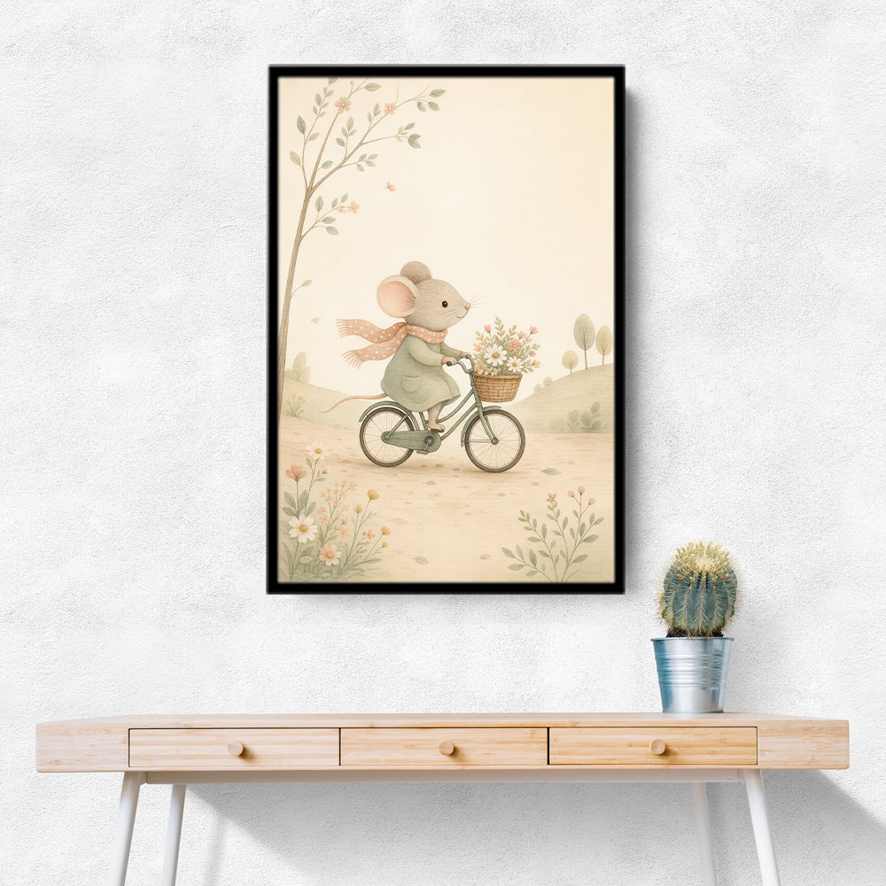 Mouse Bicycle Ride Nursery Wall Art
