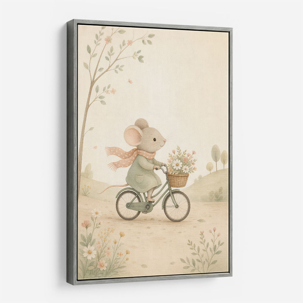Mouse Bicycle Ride Nursery Wall Art