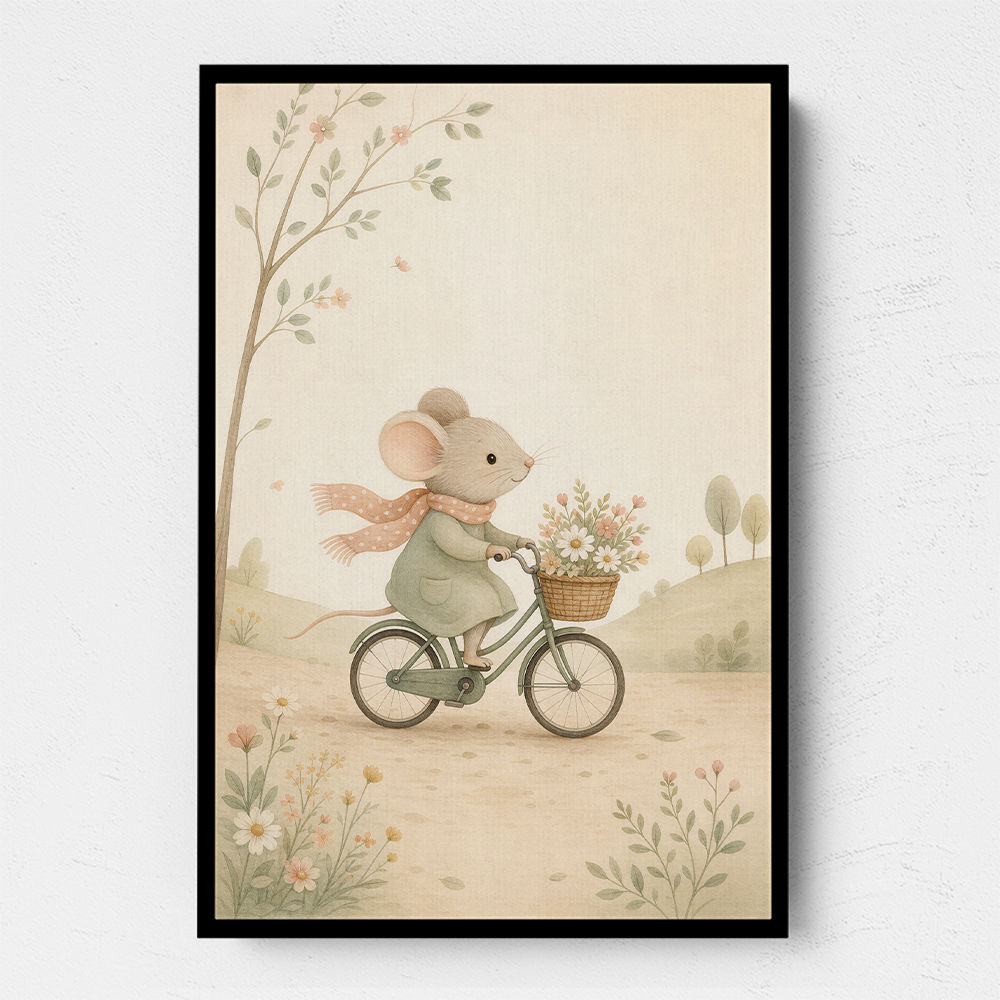 Mouse Bicycle Ride Nursery Wall Art