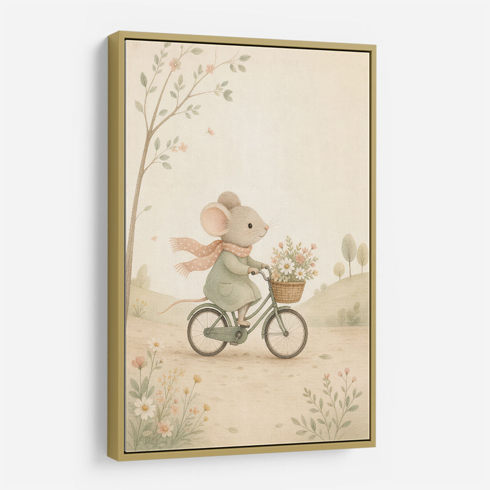 Mouse Bicycle Ride Nursery Wall Art
