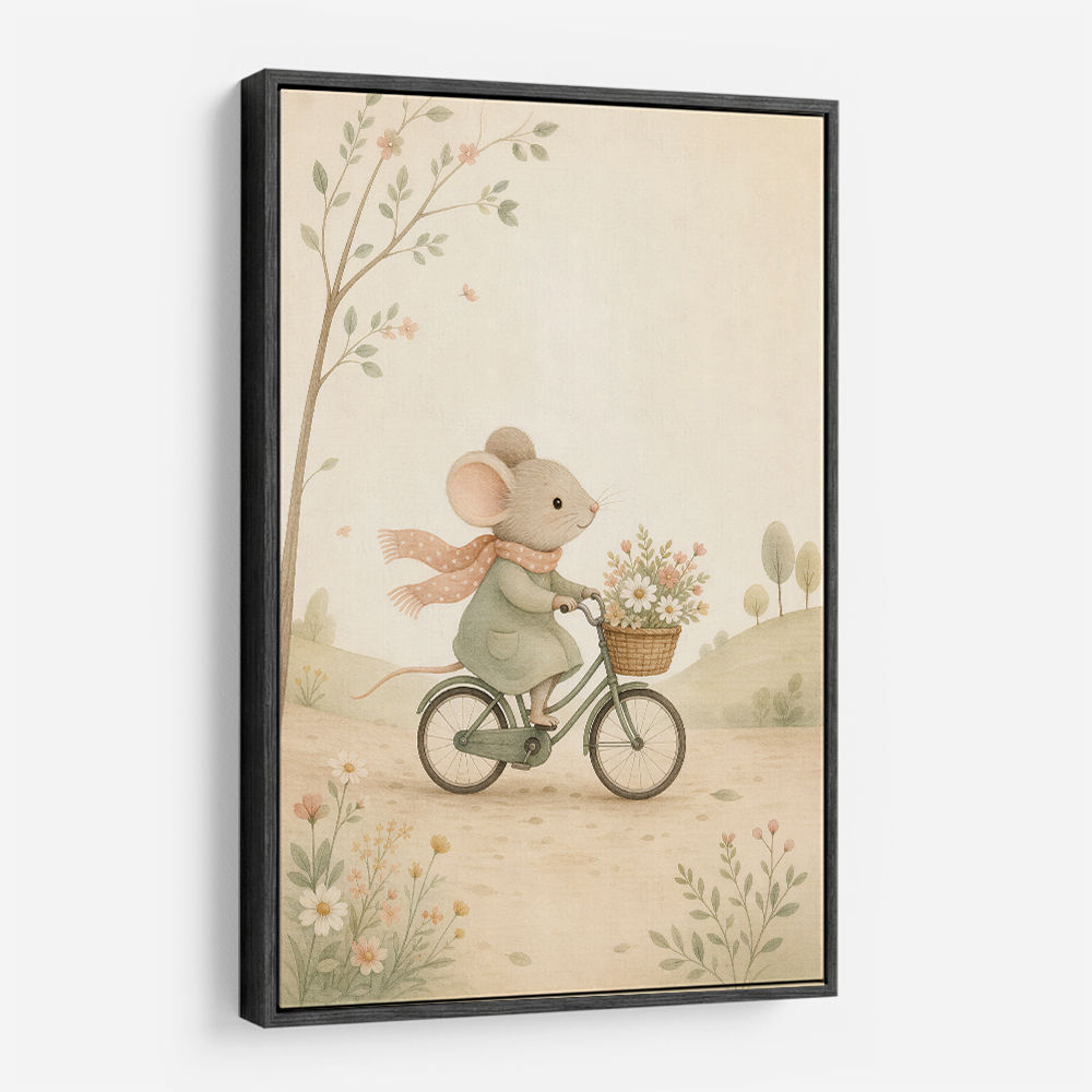 Mouse Bicycle Ride Nursery Wall Art