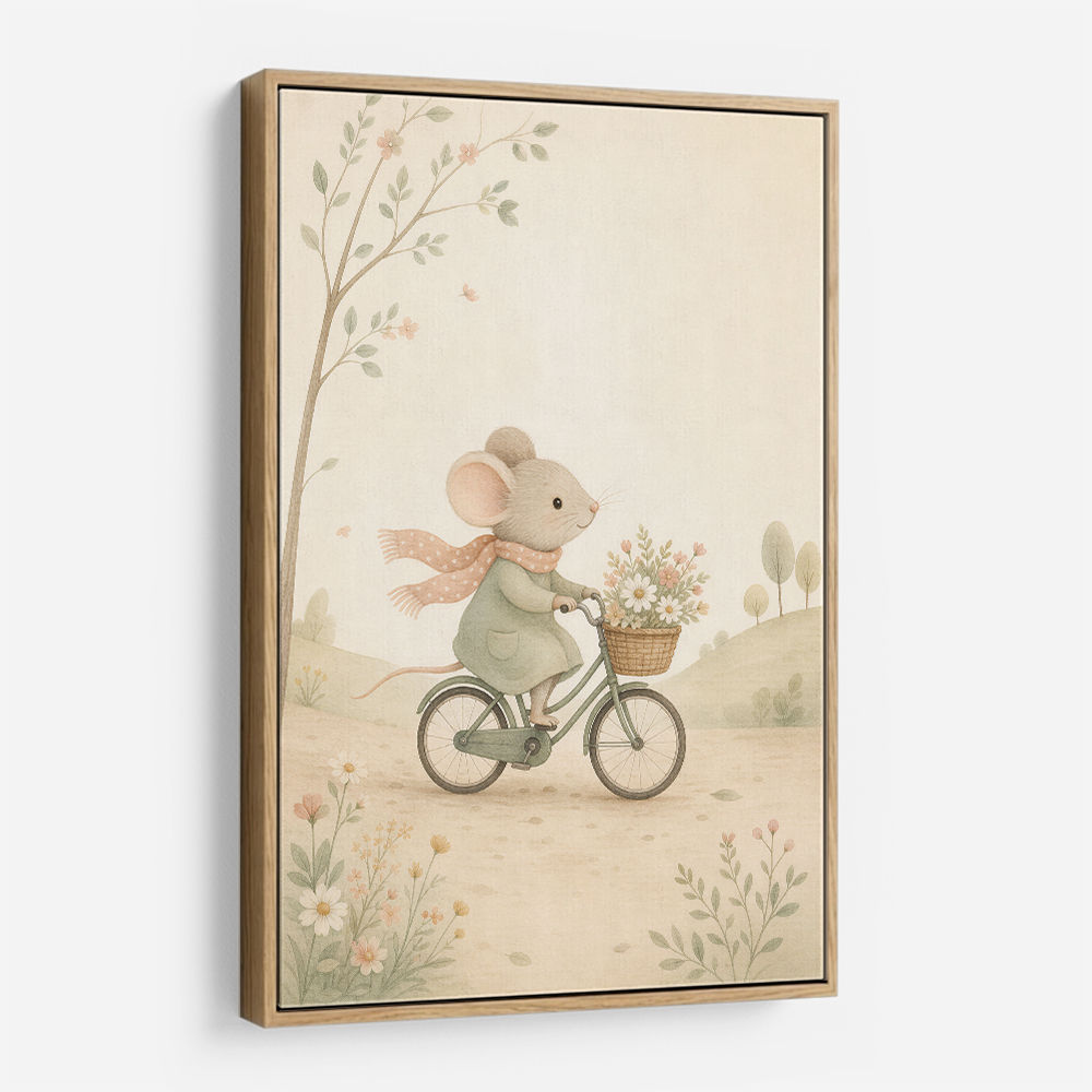 Mouse Bicycle Ride Nursery Wall Art
