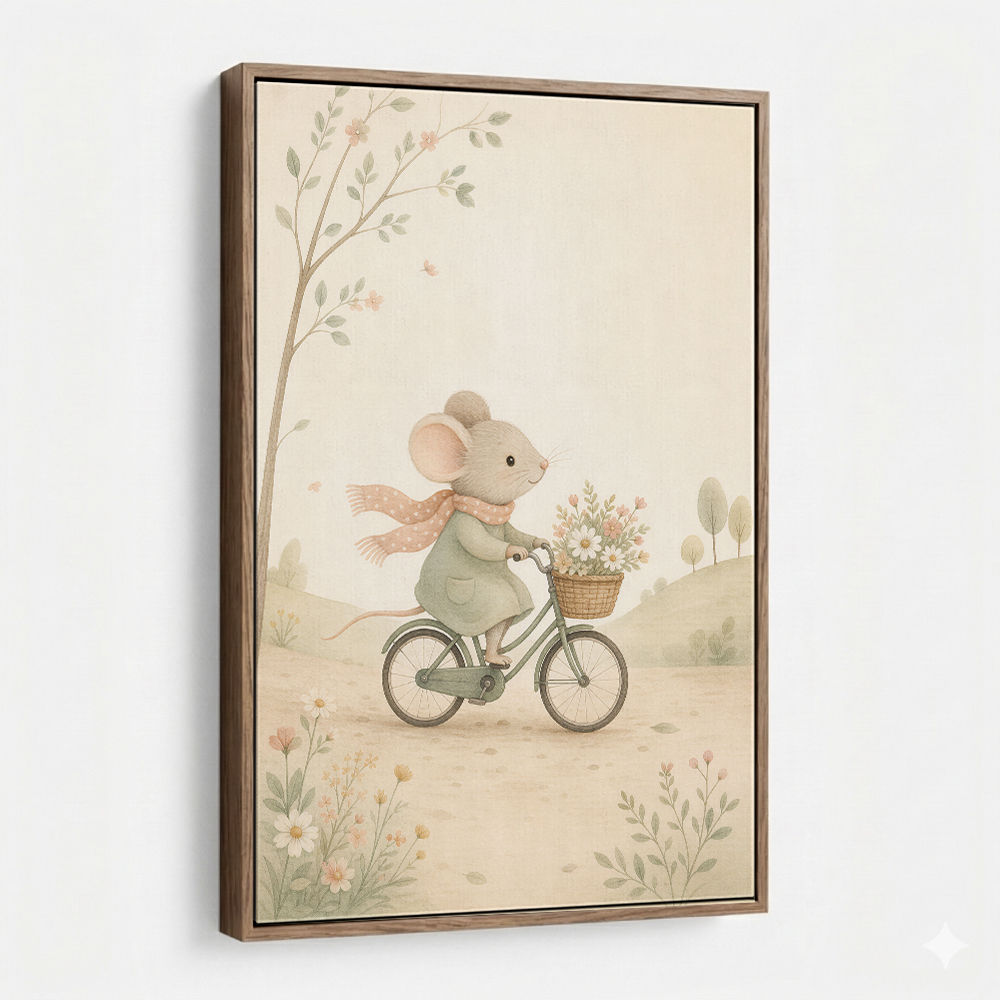 Mouse Bicycle Ride Nursery Wall Art