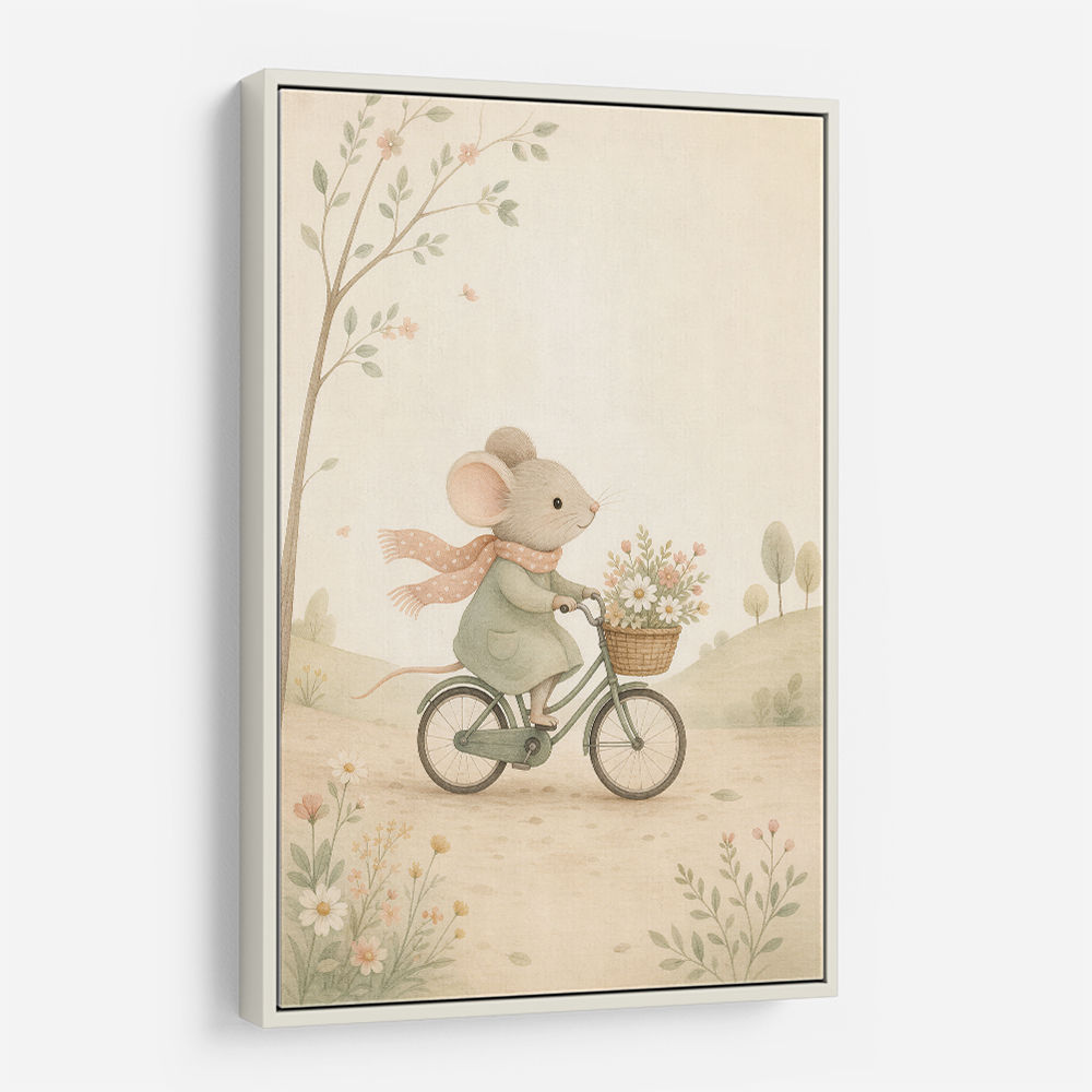 Mouse Bicycle Ride Nursery Wall Art