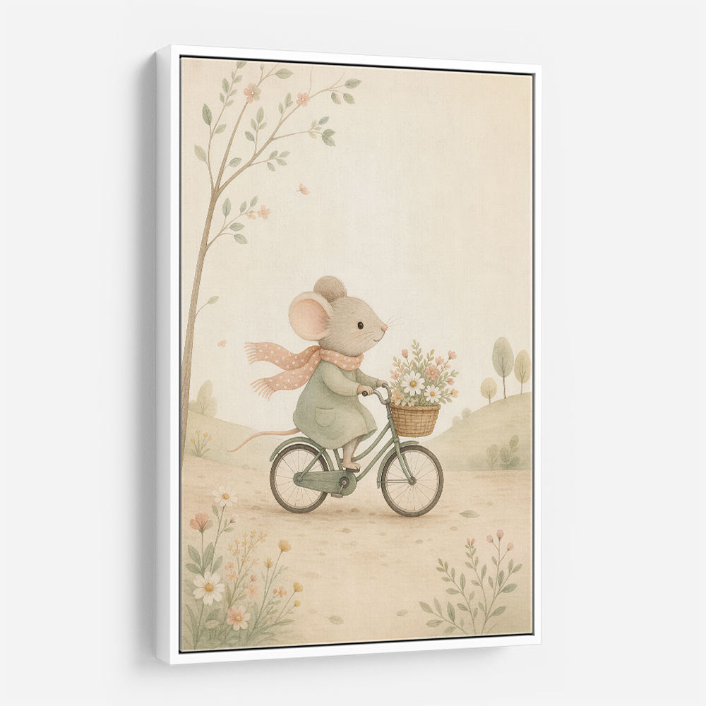Mouse Bicycle Ride Nursery Wall Art