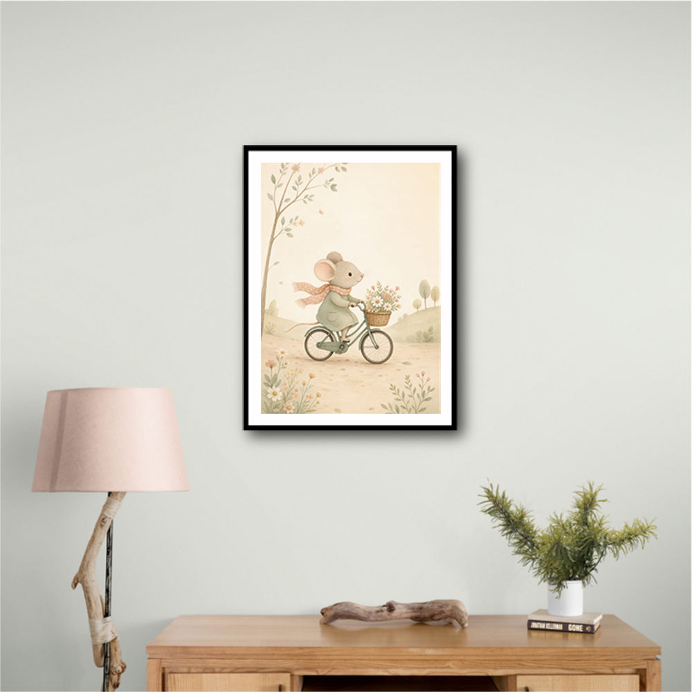 Mouse Bicycle Ride Nursery Wall Art