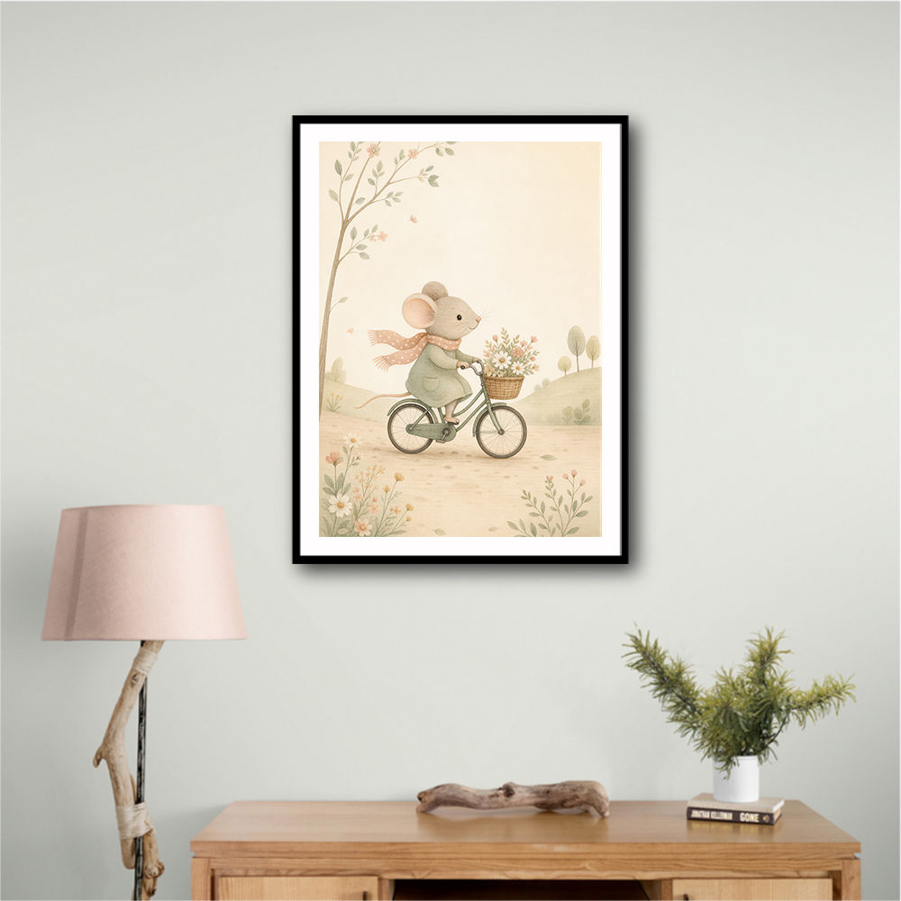 Mouse Bicycle Ride Nursery Wall Art
